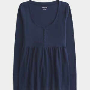 Hollister navy babydoll tie-back henley XS (sold out online)